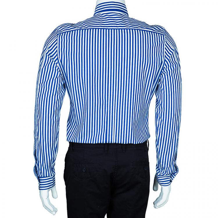 Pre Owned Gucci Men's Blue Striped Shirt M