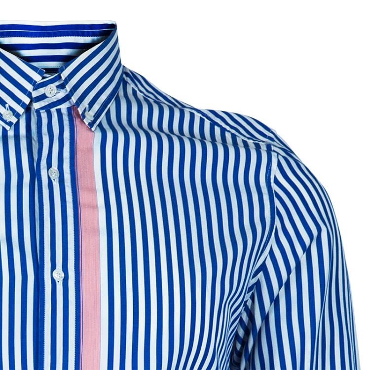 Pre Owned Gucci Men's Blue Striped Shirt M