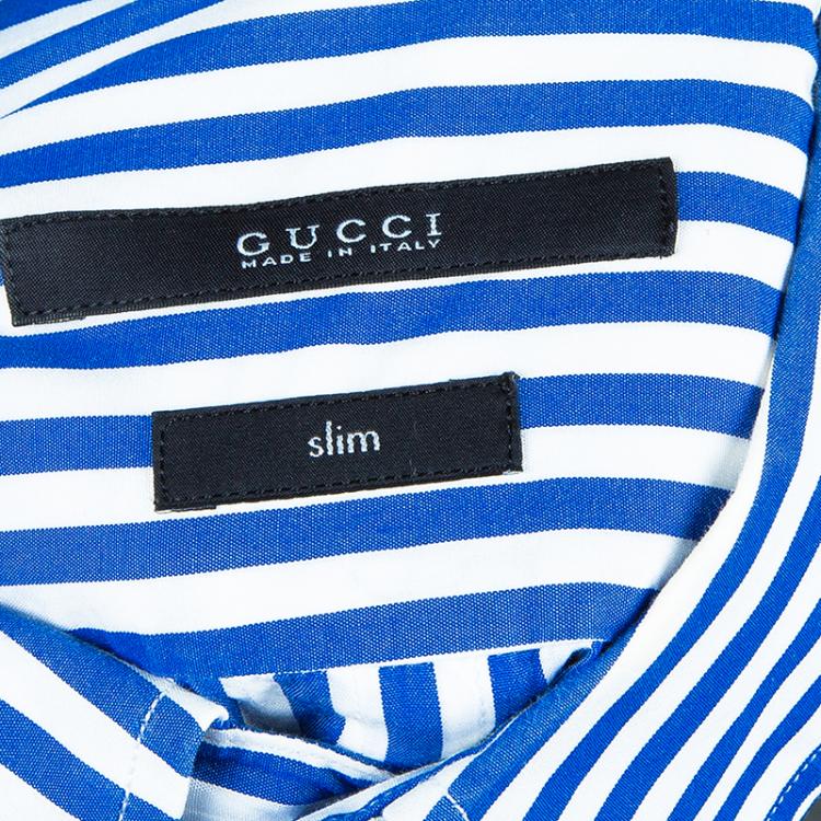 Pre Owned Gucci Men's Blue Striped Shirt M