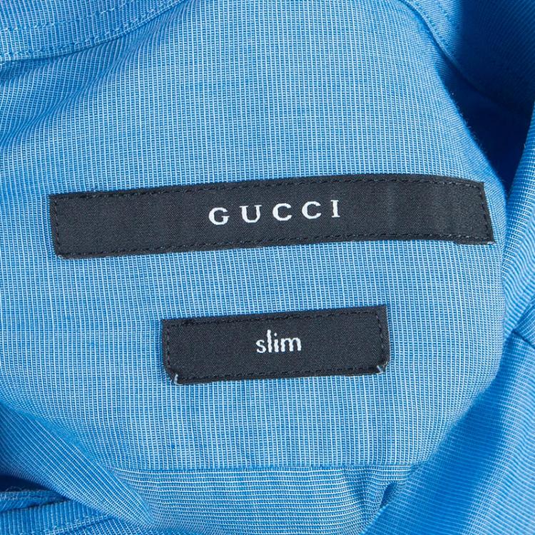Pre Owned Gucci Men's Blue Slim Fit Shirt M