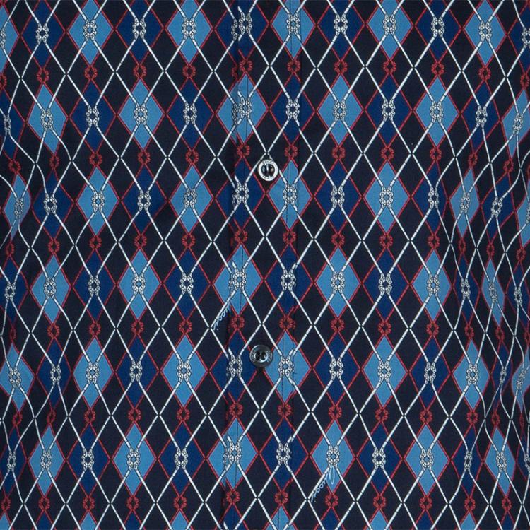 Pre Owned Gucci Men's Diagonal Link Fitted Cotton Shirt  M