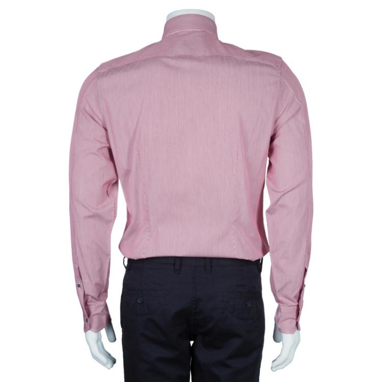 Pre Owned Gucci Men's  Red and White Striped Shirt S