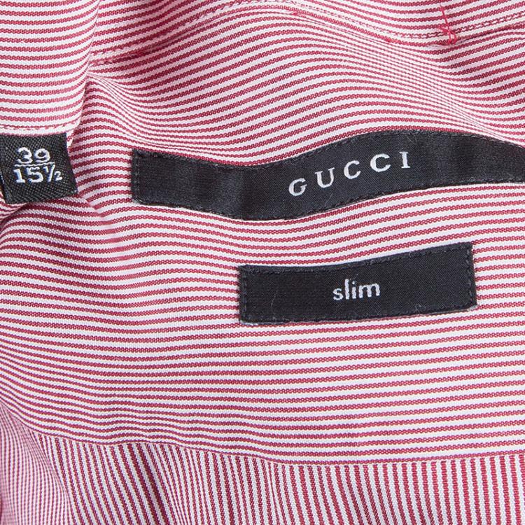 Pre Owned Gucci Men's  Red and White Striped Shirt S
