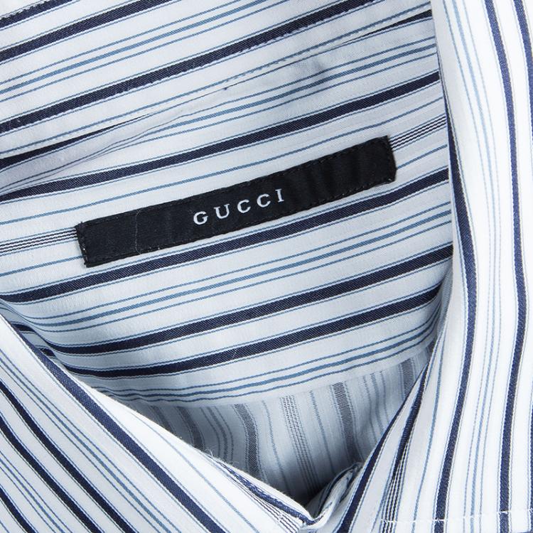 Pre Owned Gucci Men's  Navy Striped Shirt M