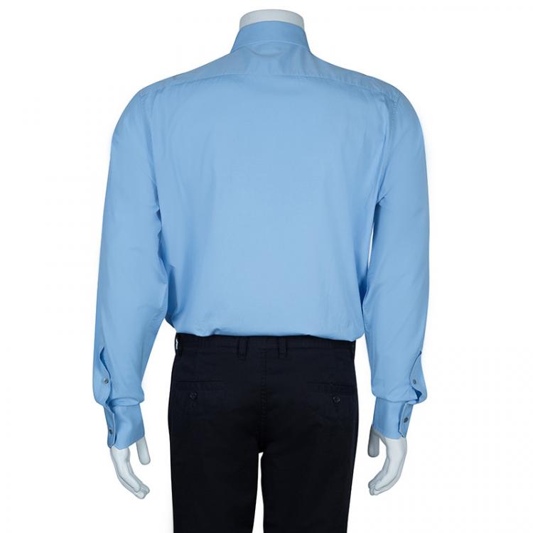 Pre Owned Gucci Men's Blue Cotton Shirt M