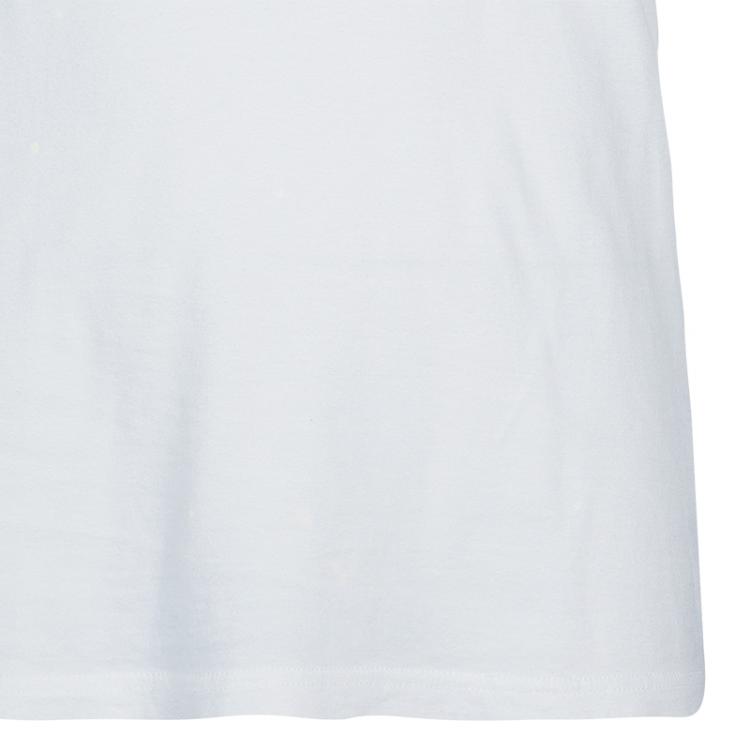 Pre Owned Gucci White Logo Print T-Shirt M