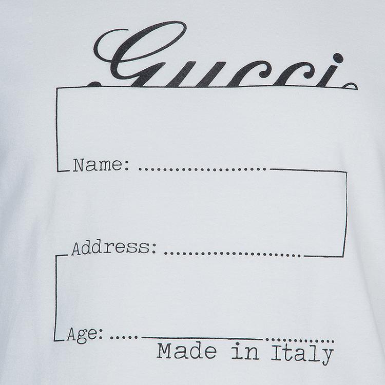 Pre Owned Gucci White Logo Print T-Shirt M