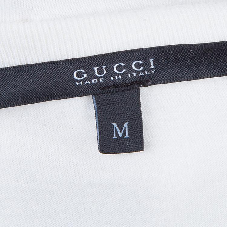Pre Owned Gucci White Logo Print T-Shirt M
