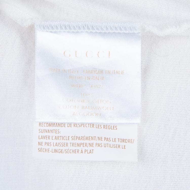 Pre Owned Gucci White Logo Print T-Shirt M
