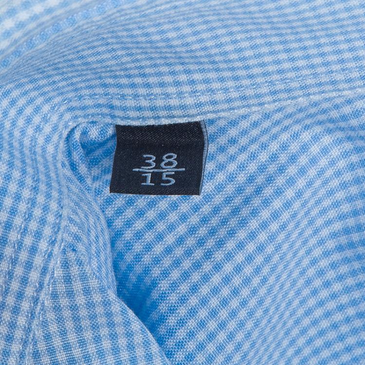 مملوكة مسبقًا Gucci Blue Checked Long Sleeve Buttondown Slim Fit Cotton Shirt S