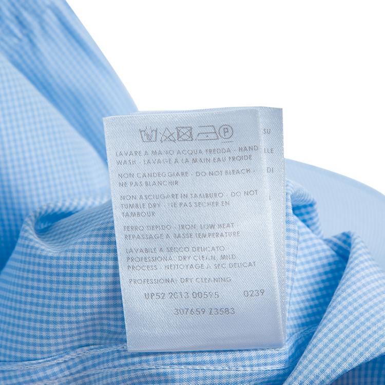 مملوكة مسبقًا Gucci Blue Checked Long Sleeve Buttondown Slim Fit Cotton Shirt S