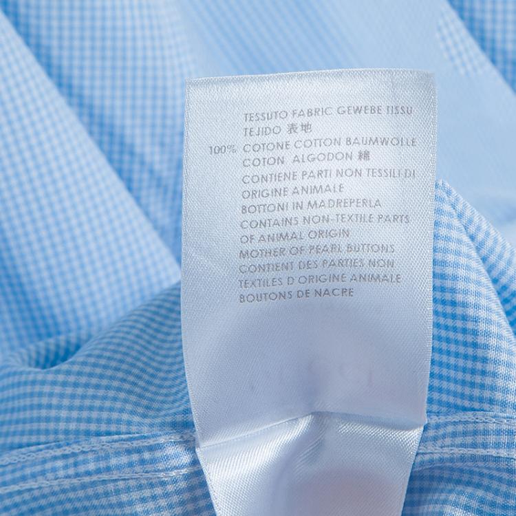 مملوكة مسبقًا Gucci Blue Checked Long Sleeve Buttondown Slim Fit Cotton Shirt S