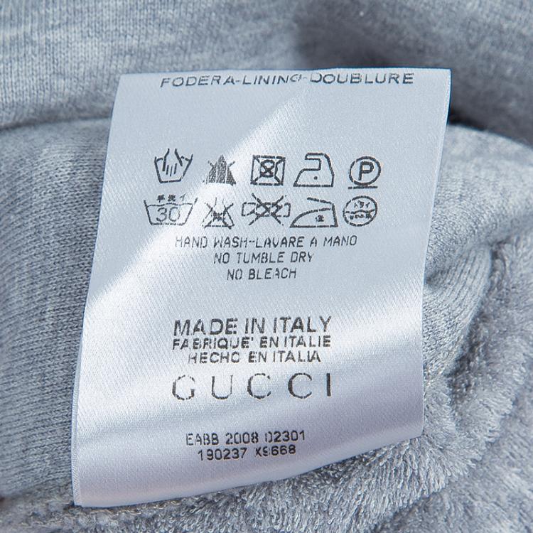 Pre Owned Gucci Grey Knit Web Stripe Detail Hoodie S