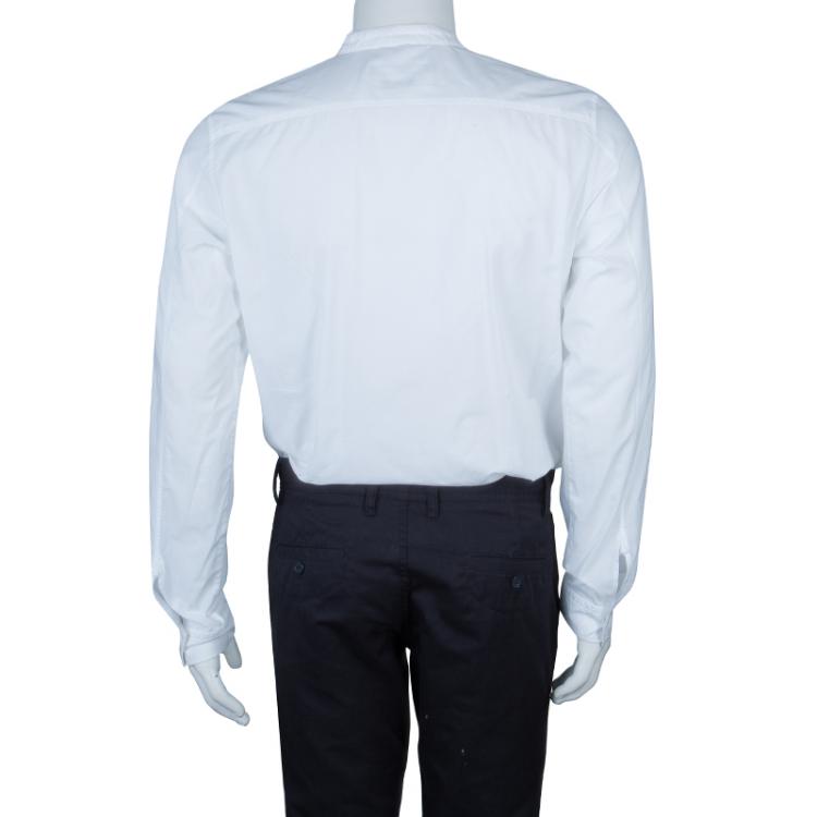 Pre Owned Gucci White Mandarin Collar Cotton Shirt L