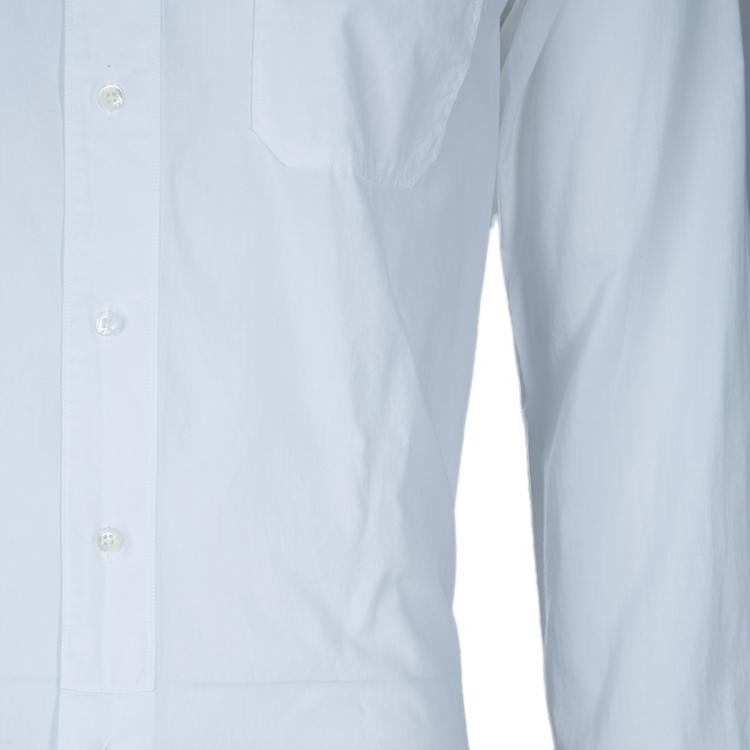 Pre Owned Gucci White Mandarin Collar Cotton Shirt L