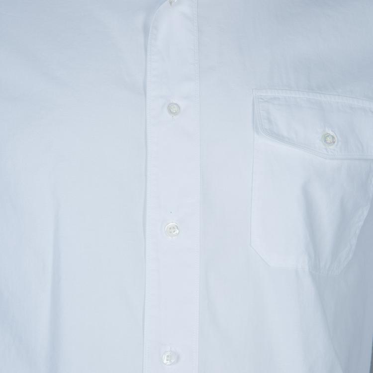 Pre Owned Gucci White Mandarin Collar Cotton Shirt L
