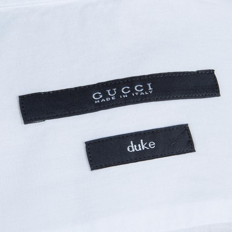 Pre Owned Gucci White Mandarin Collar Cotton Shirt L