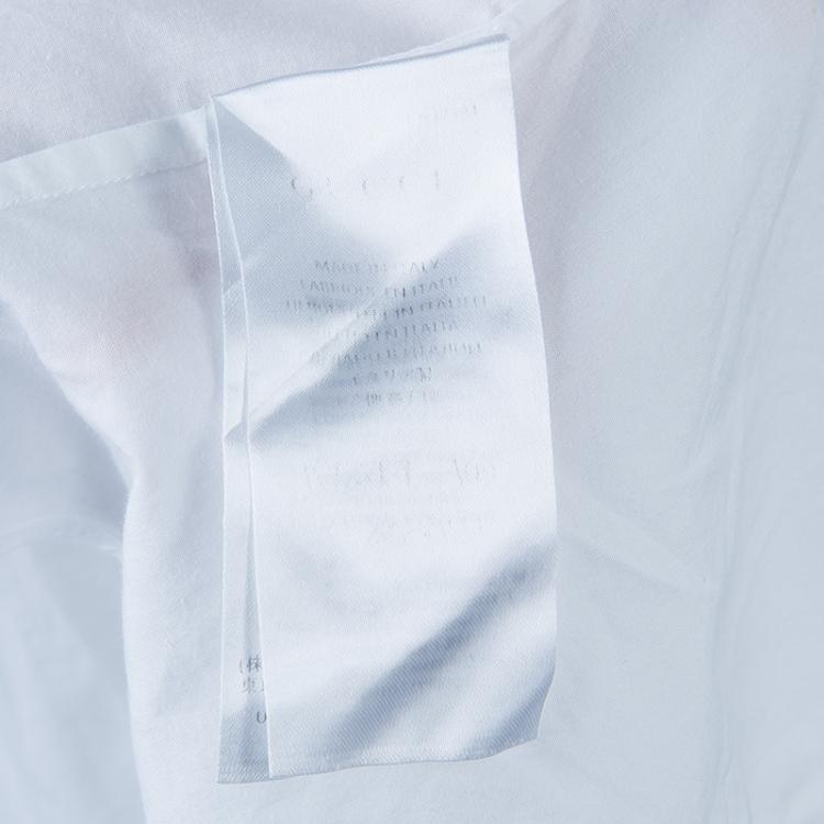 Pre Owned Gucci White Mandarin Collar Cotton Shirt L