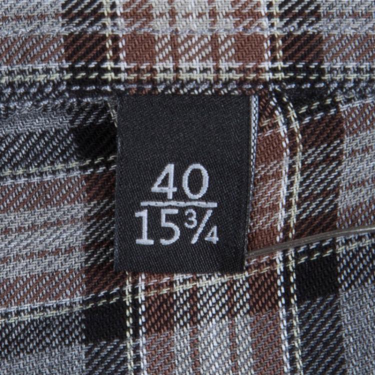 Pre Owned Gucci Grey Cotton Checked Button Front Plaid Shirt M