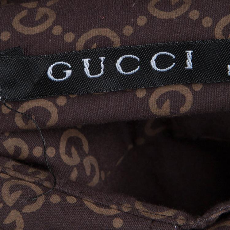 Pre Owned Gucci Brown Printed Cotton Long Sleeve Shirt L