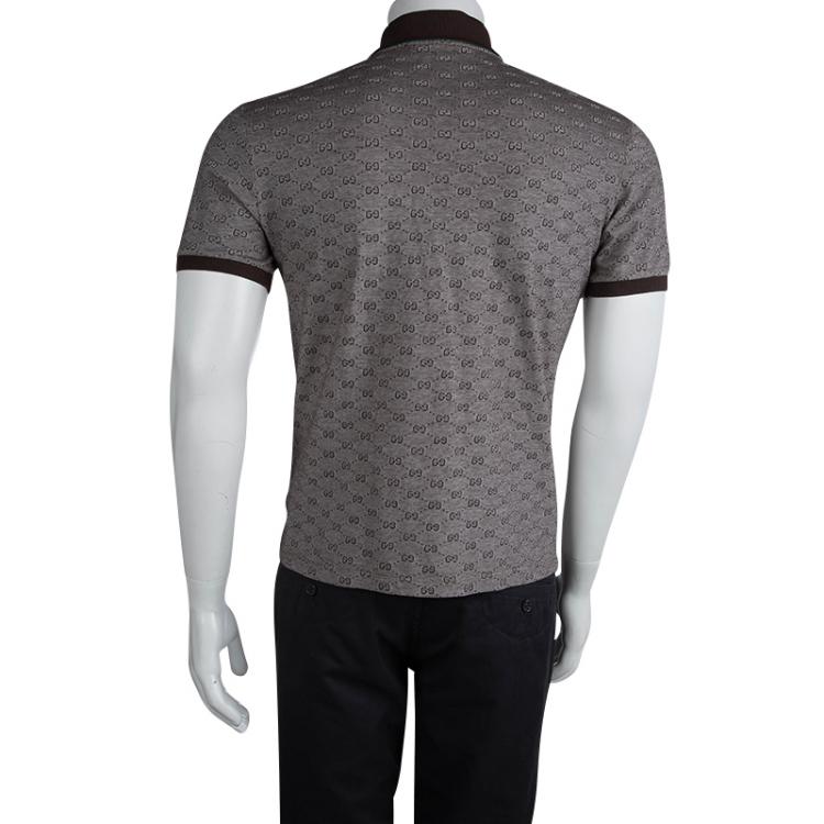 مملوكة مسبقًا Gucci Brown Guccissima Print Slim Fit Polo T-Shirt L
