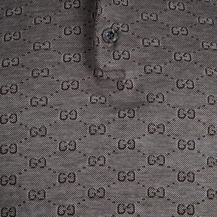مملوكة مسبقًا Gucci Brown Guccissima Print Slim Fit Polo T-Shirt L