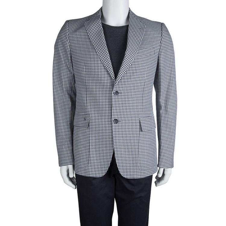 Pre Owned Gucci Monochrome Shepherds Check Regular Fit Blazer M
