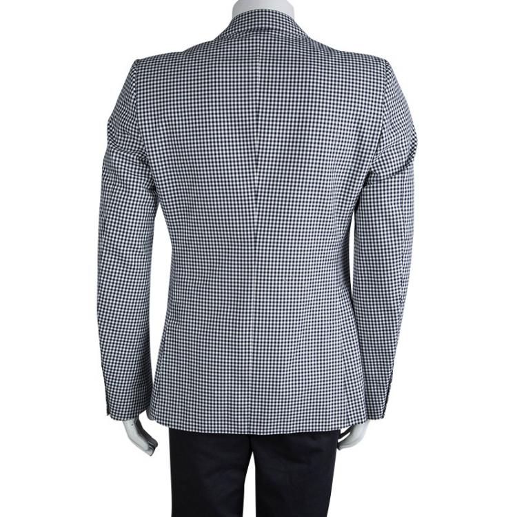 Pre Owned Gucci Monochrome Shepherds Check Regular Fit Blazer M