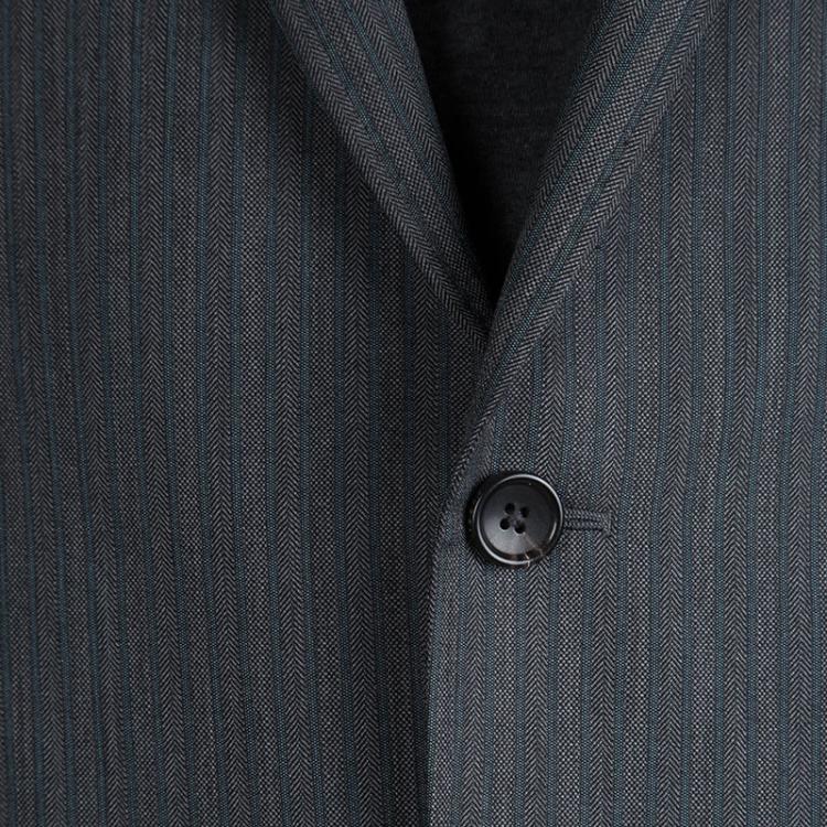 Pre Owned Gucci Grey Herringbone Stripe Wool Suit L