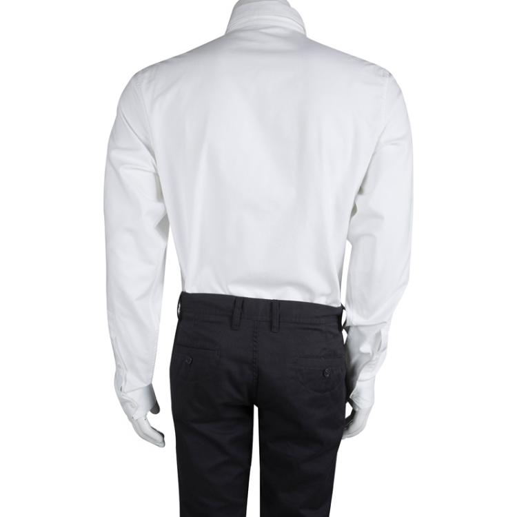 مملوكة مسبقًا Gucci White Cotton Long Sleeve Button Front Slim Fit Shirt L