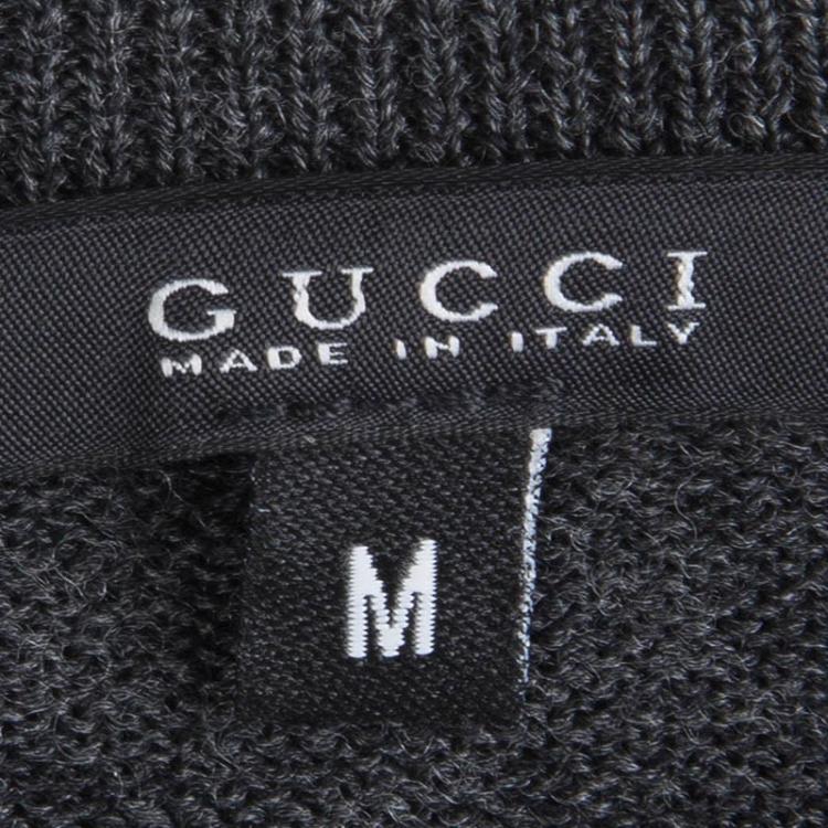 Pre Owned Gucci Grey Wool Crew Neck Sweater M