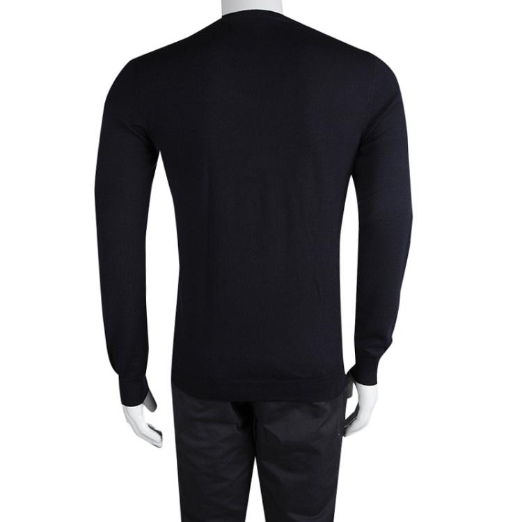 Pre Owned Gucci Navy Blue Wool Crew Neck Sweater M