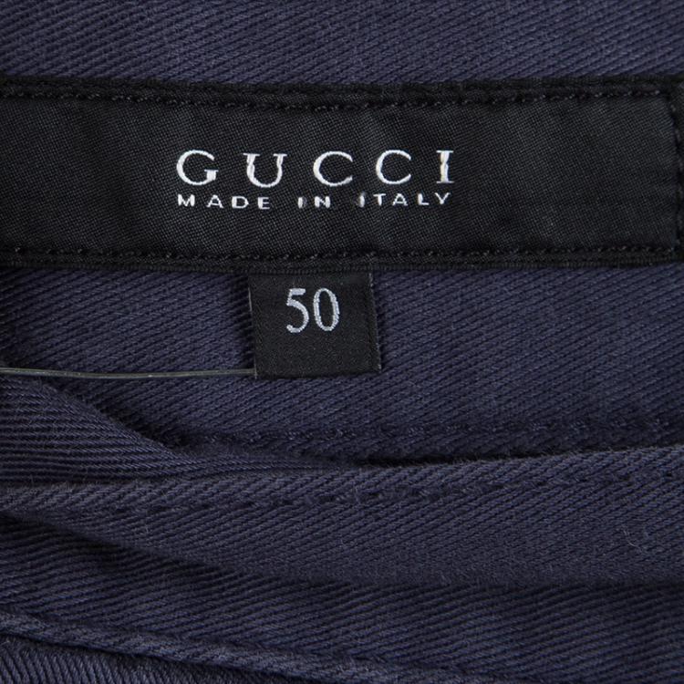 Pre Owned Gucci Navy Blue Cotton Regular Fit Pants L