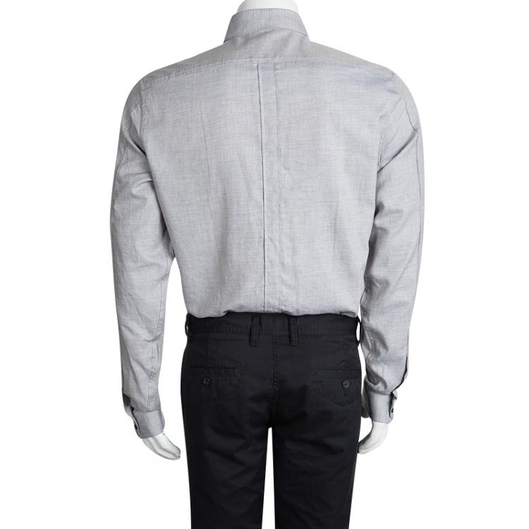 Pre Owned Gucci Grey Long Sleeve Button Front Slim Fit Shirt XL