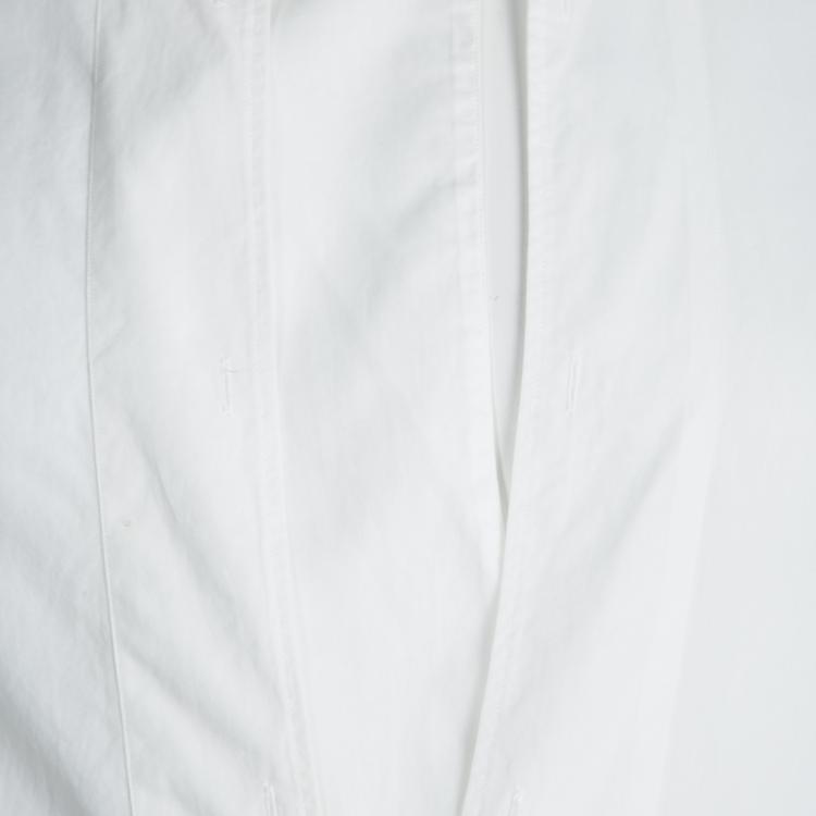 Pre Owned Gucci White Cotton Long Sleeve Slim Fit Tuxedo Shirt XL