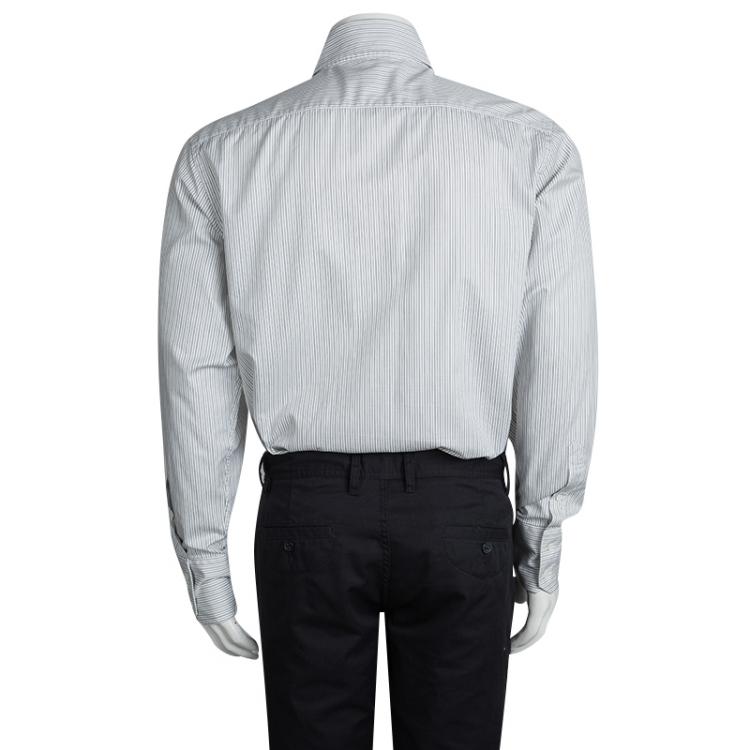 Pre Owned Gucci Off White Striped Long Sleeve Button Front Shirt XXL