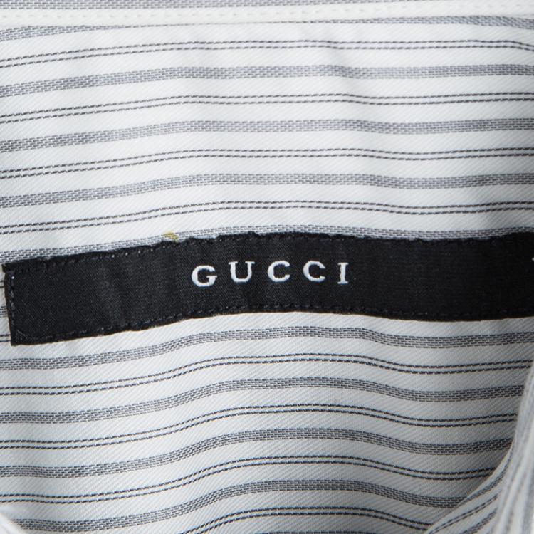 Pre Owned Gucci Off White Striped Long Sleeve Button Front Shirt XXL