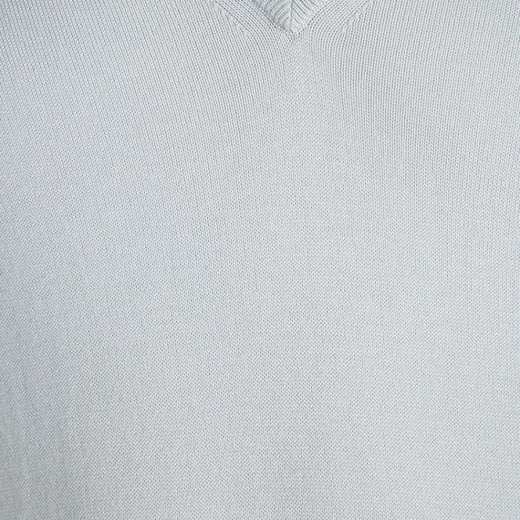 Pre Owned Gucci Grey V-Neck Stripe Detail Long Sleeve Sweater XL