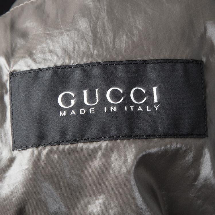 Pre Owned Gucci Patent Black Hooded Zip Front Jacket M