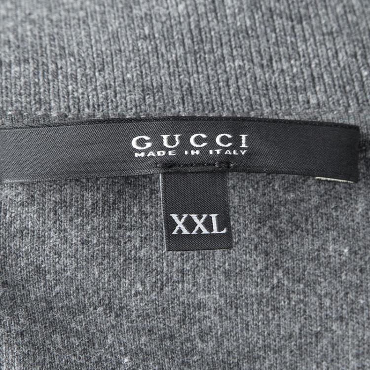 مملوكة مسبقًا Gucci Grey Webstripe Detail Zip Front Sweatshirt XXL