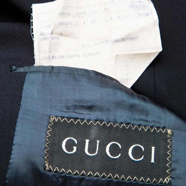 Pre Owned Gucci Navy Blue Wool Blazer XL