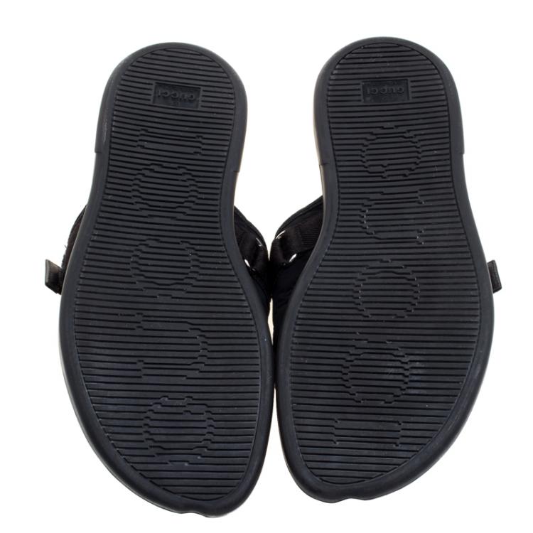 Pre Owned Gucci Black Guccissima Fabric Safety Buckle Slippers Size 41