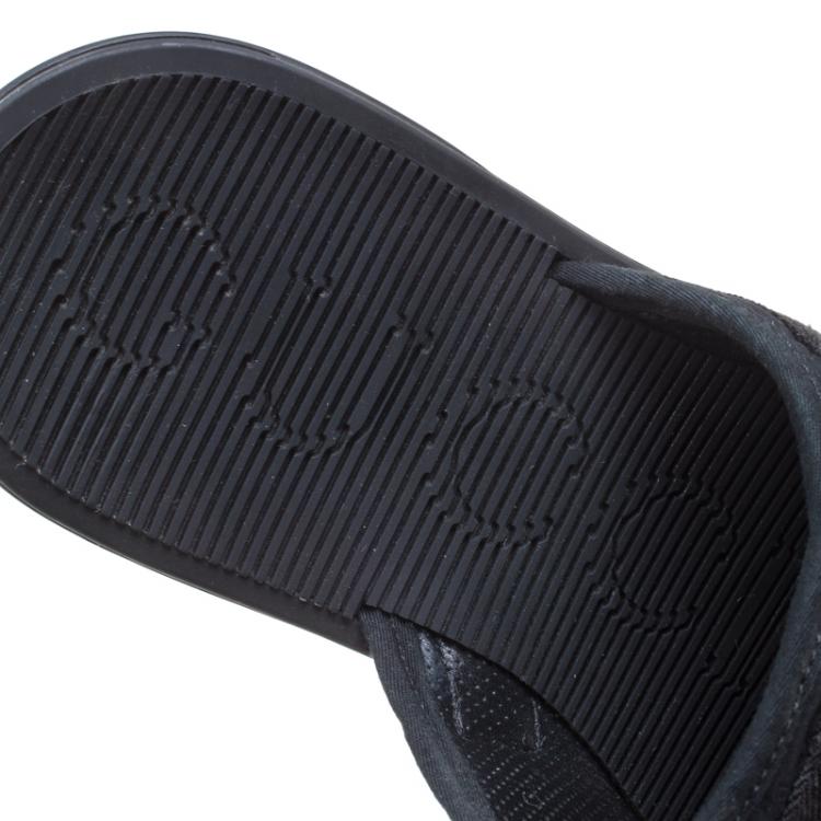 Pre Owned Gucci Black Guccissima Fabric Safety Buckle Slippers Size 41