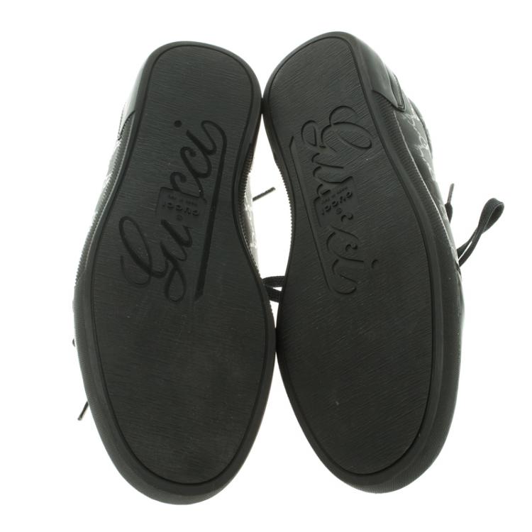 Pre Owned Gucci Black GG Imprimè Leather Barcelona Low Top Sneakers Size 43