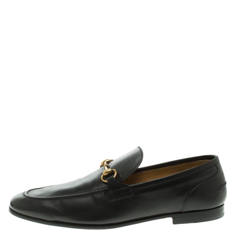 Pre Owned Gucci Black Leather Jordaan Horsebit Loafers Size 43