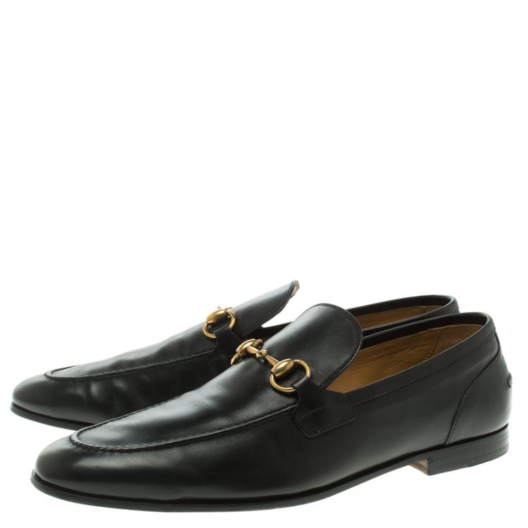 Pre Owned Gucci Black Leather Jordaan Horsebit Loafers Size 43