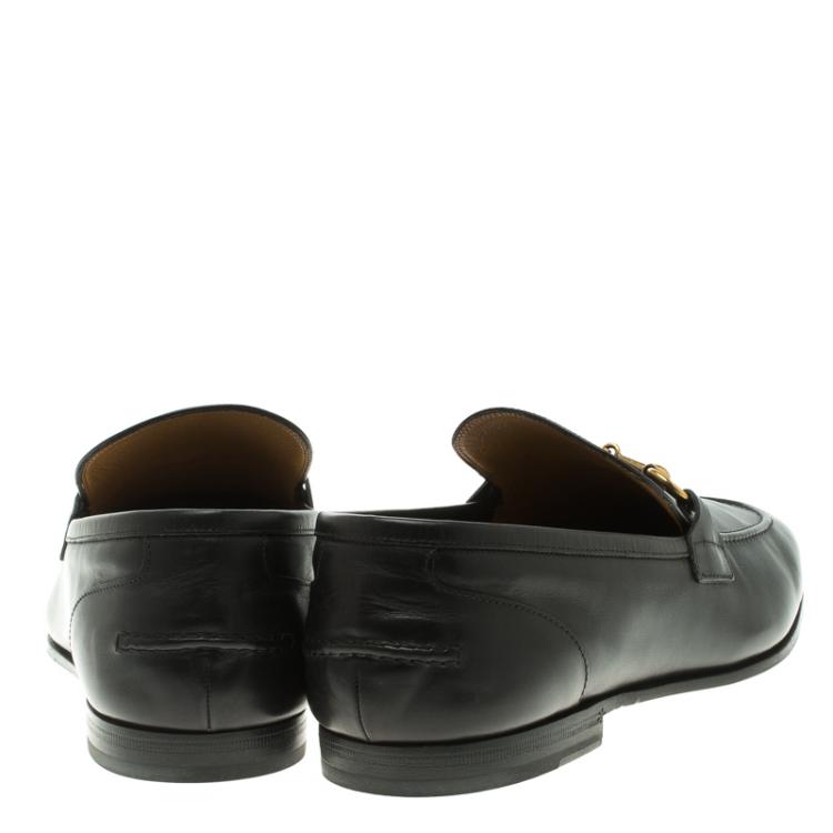 Pre Owned Gucci Black Leather Jordaan Horsebit Loafers Size 43