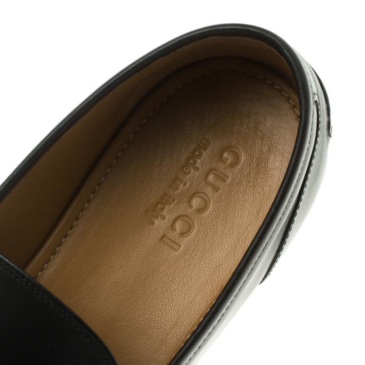 Pre Owned Gucci Black Leather Jordaan Horsebit Loafers Size 43