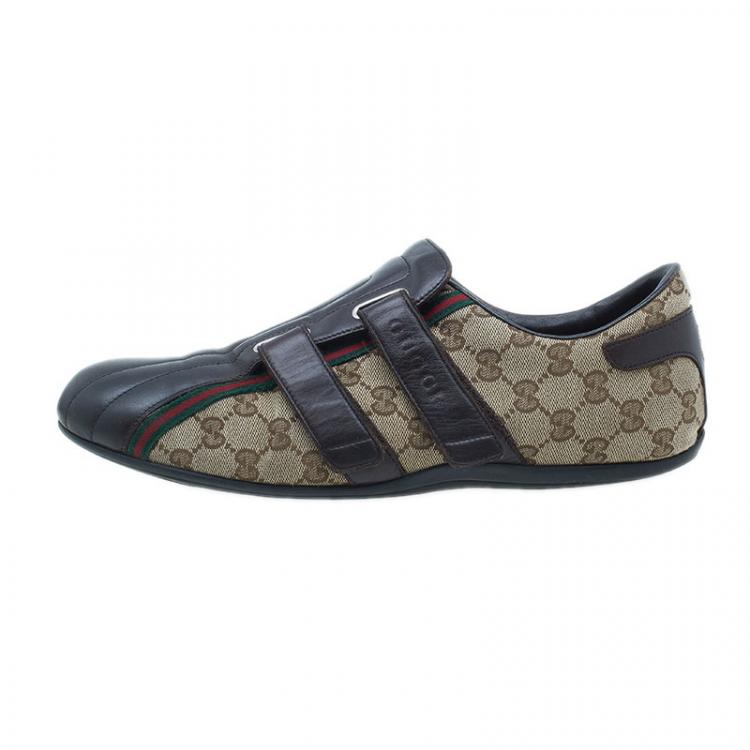 GUCCI Monogrammed Canvas and Leather Sneakers for Men