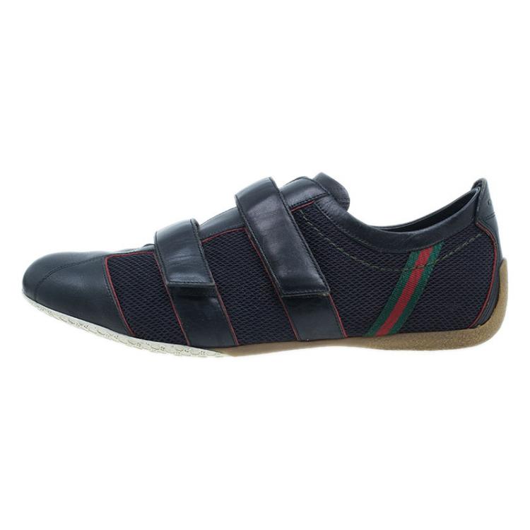 Pre Owned Gucci Black Mesh Velcro Sneakers Size 43.5